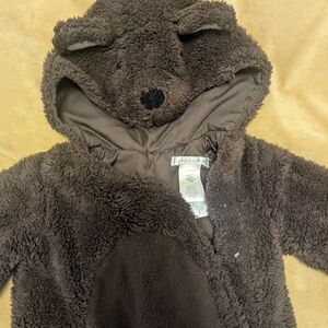 PBK Brown Bear Hooded Baby Onesie 12-18mo Pottery Barn Kids